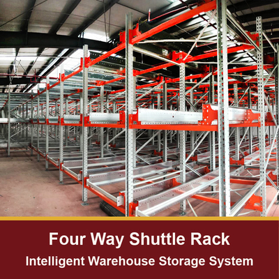 Cuatro vías de Radio Shuttle Racking Sistema de bastidores para transportadores de paletas ASRS Cuatro vías de Radio Shuttle Racking