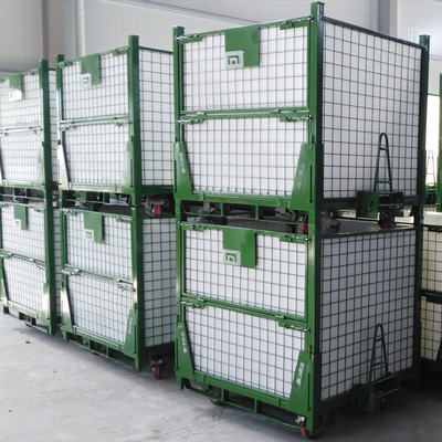 A50: Almacenamiento apilables y plegables de malla de acero paleta de alambre jaula contenedor para paletas de malla de alambre en la caja de trabajo