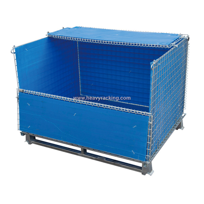 Caja de almacenamiento galvanizado Contenedor de malla de alambre Caja de almacenamiento plegable