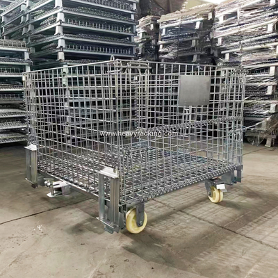 Caja de almacenamiento galvanizado Contenedor de malla de alambre Caja de almacenamiento plegable
