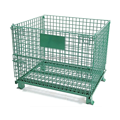Contenedor de malla de alambre de acero de plástico de pulverización Cajera de almacenamiento plegable Contenedor de alambre de acero de paleta