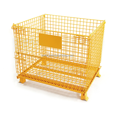 Contenedor de malla de alambre de acero de plástico de pulverización Cajera de almacenamiento plegable Contenedor de alambre de acero de paleta