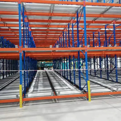 Sistema de estanterías dinámicas para palés por gravedad para almacenamiento en almacén B43, estantería de rodillos para flujo de cajas, estantería dinámica para palés
