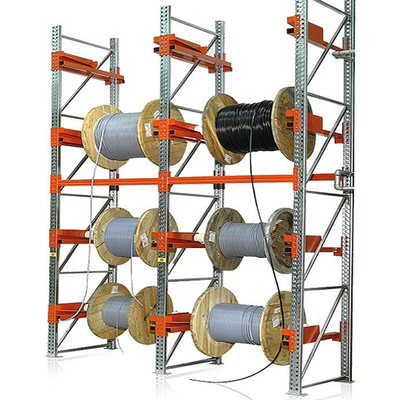 Estantería voladiza para almacenamiento de tambores rodantes, bobinas de cable y bobinas de acero