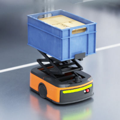 STU+Q1P Solución para coches grandes y pequeños, Robot de contenedor de trabajo STU, Robot móvil autónomo AMR, Robot de recogida de almacén para transportar y manipular cajas de material Contenedor de material de contenedor de trabajo