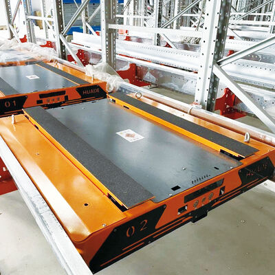 Vehículo lanzadera de radio de cuatro vías para sistema automático de almacenamiento y recuperación (ASRS) de palets con estanterías tipo runner