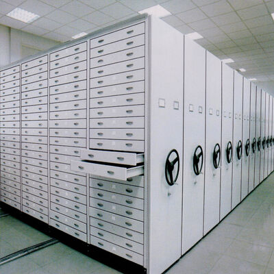 Estanterías Móviles Manuales Estanterías Compactas Móviles Accionadas por Manivela Sistema de Racks Compactadores de Archivos