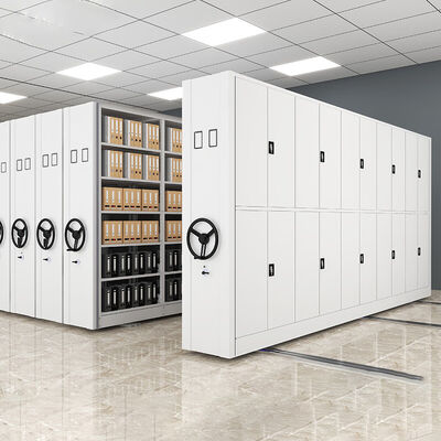 Estanterías Móviles Manuales Estanterías Compactas Móviles Accionadas por Manivela Sistema de Racks Compactadores de Archivos